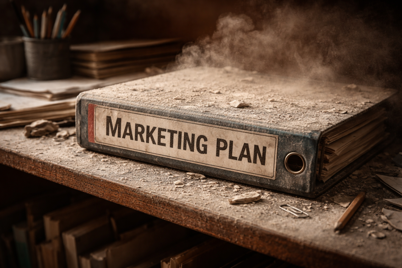 Dusty+marketing+plan+on+old+shelf
